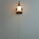 Helnys Brass Walnut Wood LED Wall Sconce Rotatable Glass Stair Light