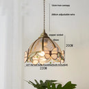 Helnys Pink Glass Brass LED Pendant Light - Nordic Modern Adjustable Hanging Lamp