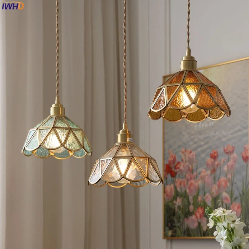 Helnys Nordic Modern LED Glass Pendant Light Adjustable Hanging Lamp
