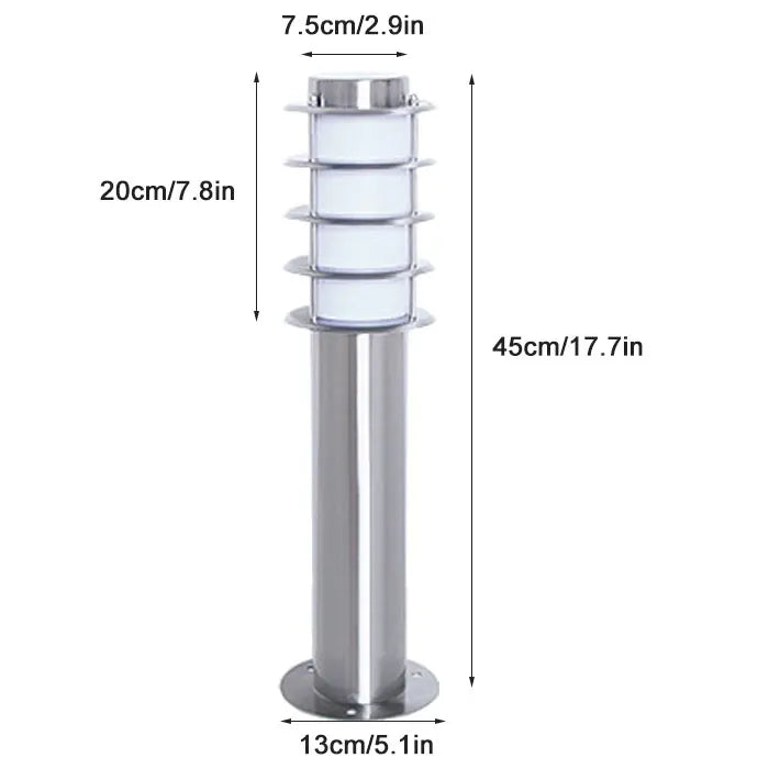 Helnys Stainless Steel Path Light with White Acrylic Shade, Waterproof Outdoor Post Lamp