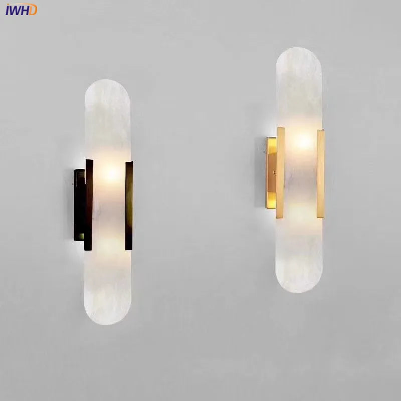 Helnys Nordic LED Wall Lamp Sconce with Marble Lampshade