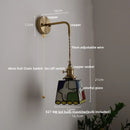 Helnys Tiffany Style LED Wall Sconce with Pull Chain Switch Glass Stair Light