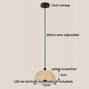 Helnys Glass Ball LED Pendant Lamp, Yellow Travertine Industrial Vintage Hanging Luminaria