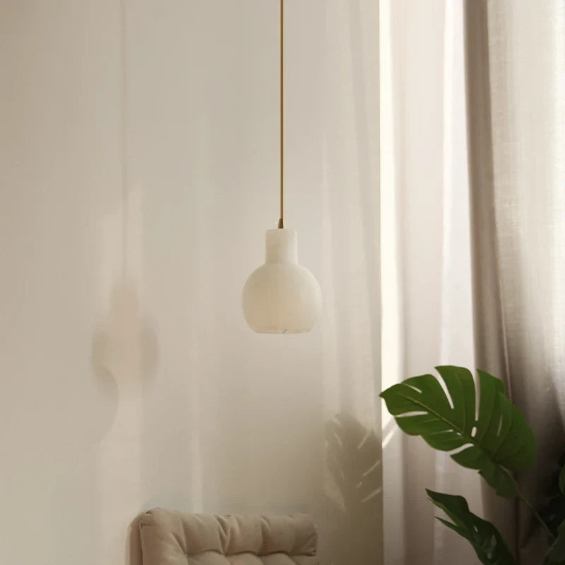 Helnys White Marble LED Pendant Light for Bathroom and Hotel Room