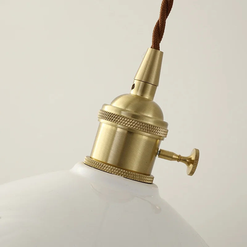 Helnys White Ceramic LED Pendant Light Fixture, Adjustable Nordic Modern Hang Lamp