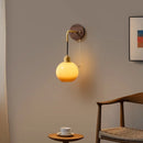 Helnys Amber LED Wall Lamp Walnut Wood Pull Chain Switch Applique Murale