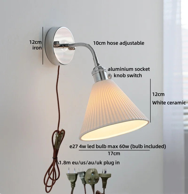 Helnys Nordic LED Wall Sconce, White Glass Lampshade, Bathroom Mirror Stair Light