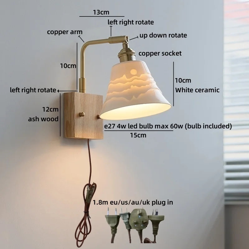 Helnys Ceramic LED Wall Lamps, Warm Light, Nordic Modern Design