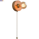 Helnys LED Wall Lamp Indoor Pull Chain Switch Stair Lighting Ash Wood Mirror Light.