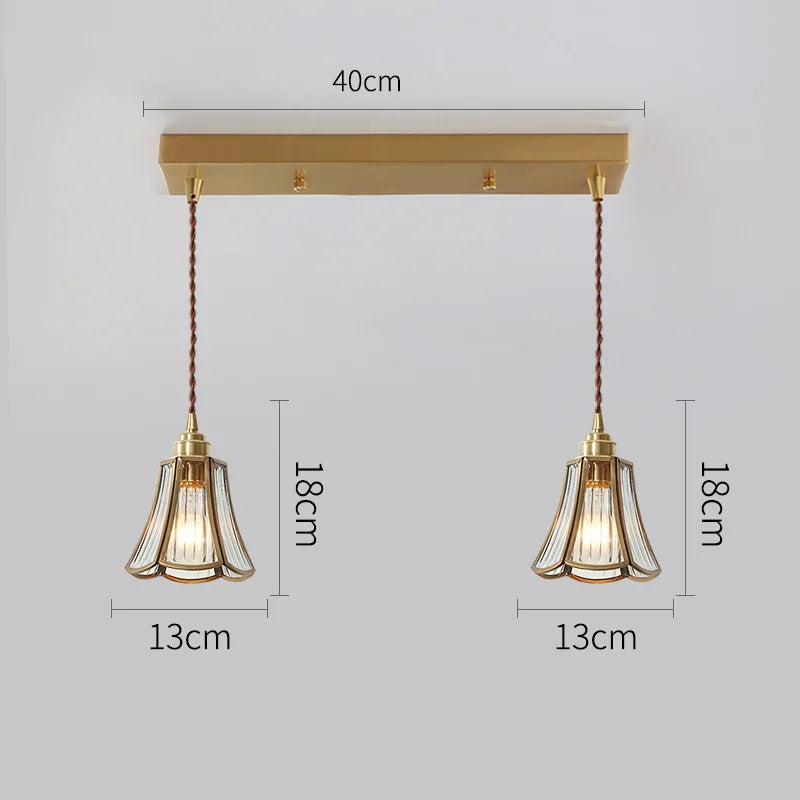Helnys Glass LED Pendant Lights: Modern Copper Hanging Lamp for Bedroom, Dining, Restaurant