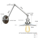 Helnys Vintage Industrial Style Long Arm LED Wall Sconce Bedside Lamp