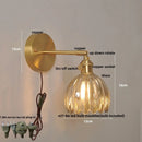 Helnys Clear Glass LED Wall Lights Up Down Rotate Copper Nordic Sconce Fixtures