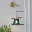 Helnys Clear Glass Wall Lights with Pull Chain Switch and Brass Finish