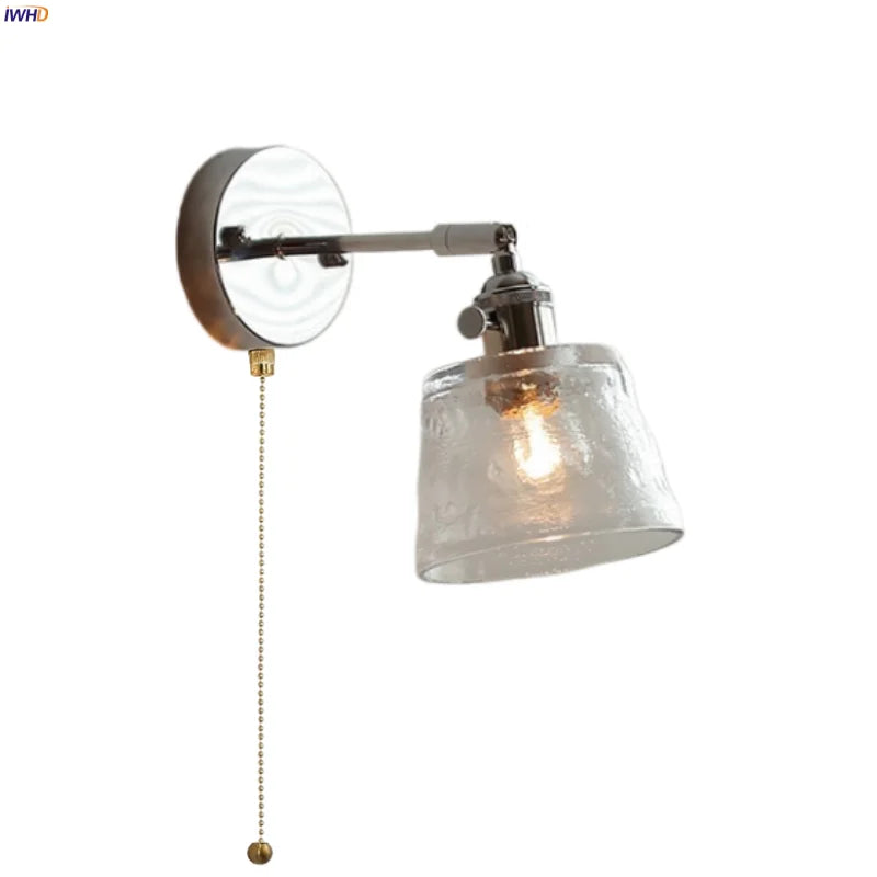 Helnys Iron Rotate LED Wall Light Clear Glass Modern Refresh Nordic Style Bedside Lamp