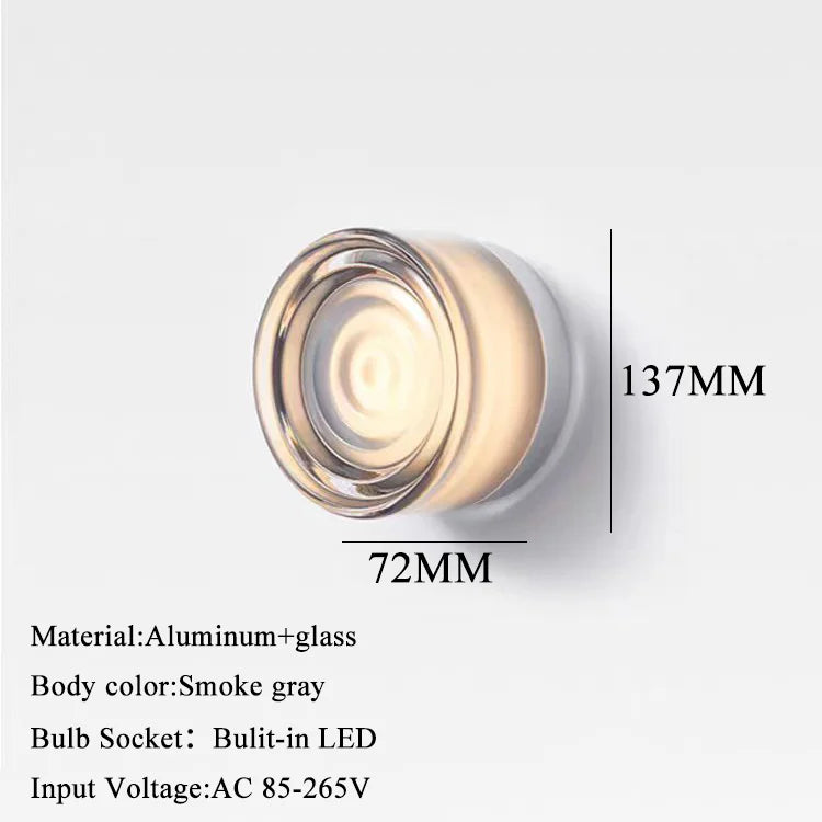 Helnys Glass Lampshade LED Wall Sconce, 4 Colors for Bedroom, Living Room, Bathroom
