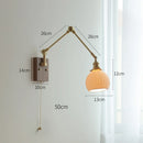 Helnys Nordic Ceramic Wall Lamp with Pull Chain Switch, LED Living Room Bedroom Light