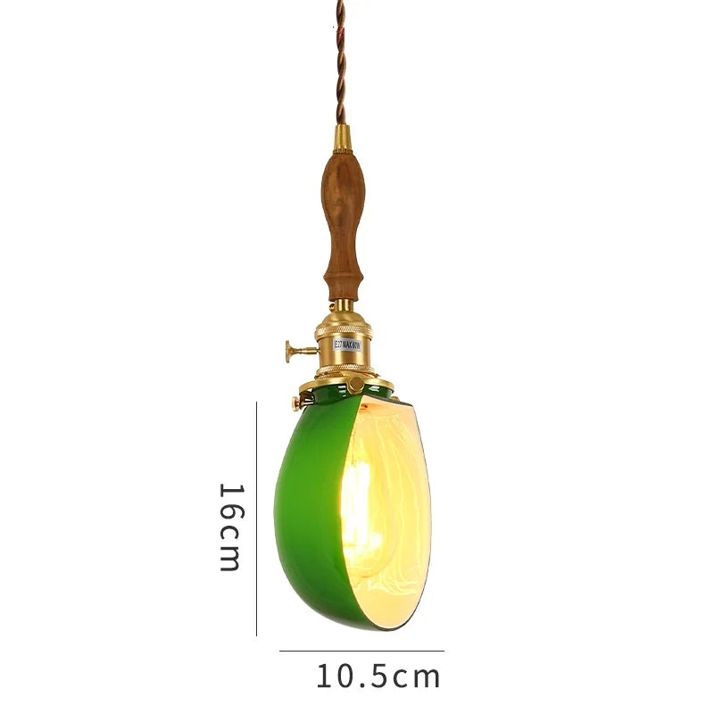 Helnys Vintage Copper Socket Pendant Lamp with Green Glass - 2023 Edition