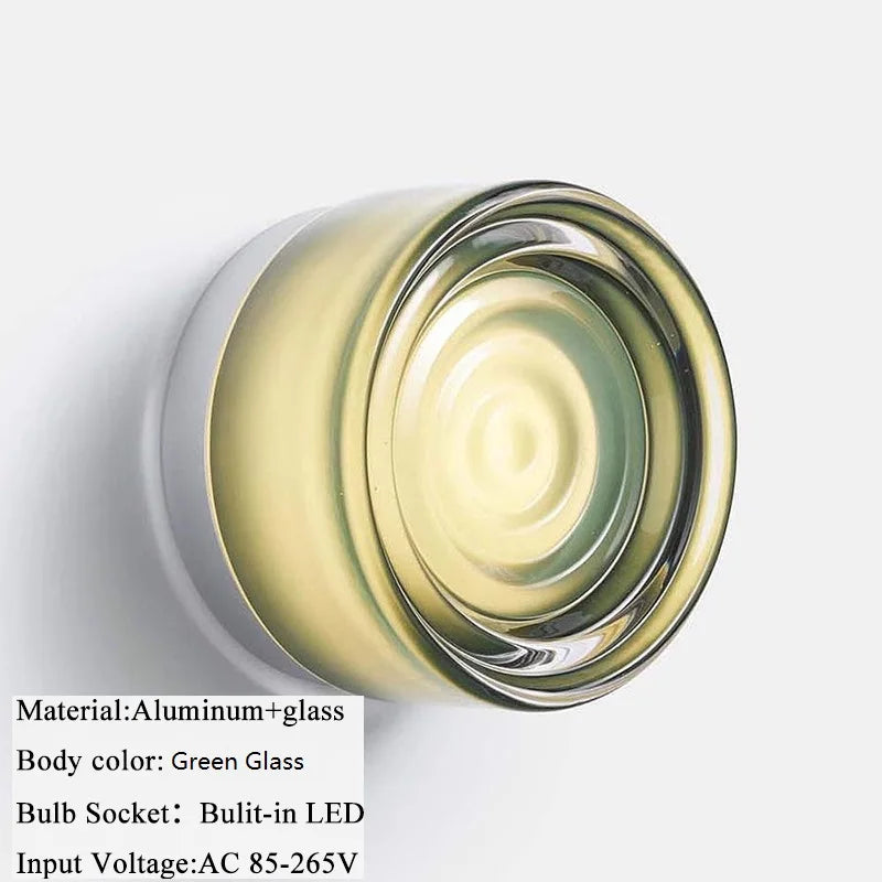 Helnys Glass Lampshade LED Wall Sconce, 4 Colors for Bedroom, Living Room, Bathroom