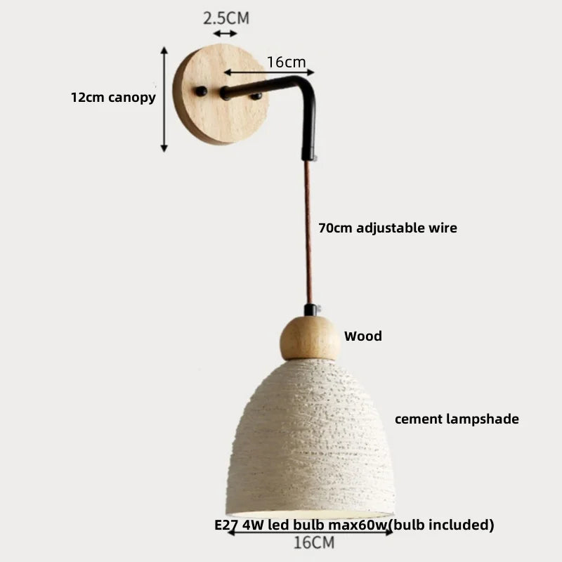 Helnys Japanese LED Wall Light with Wooden Pull Chain Switch