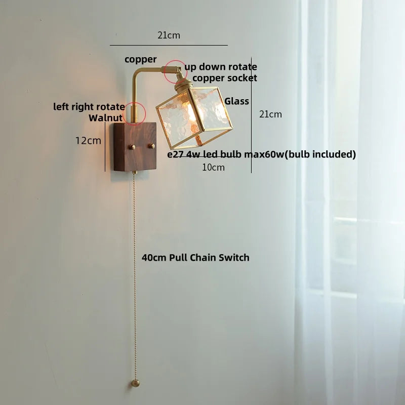 Helnys Rotatable Brass LED Wall Lights Nordic Modern Stair Light