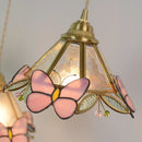 Helnys Pink Glass Brass LED Pendant Light - Nordic Modern Adjustable Hanging Lamp