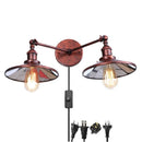 Helnys Dual LED Wall Light: Industrial Vintage Plug-In Lamp, Adjustable Loft Lighting