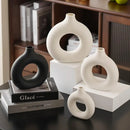 Helnys Nordic Vase Ceramic Donut Flower Pot Home Decoration Office Desktop Gift