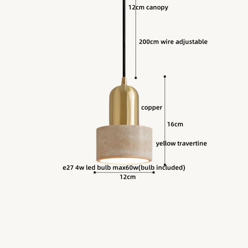 Helnys Yellow Travertine LED Pendant Lights Fixture - Nordic Modern Hanging Lamp