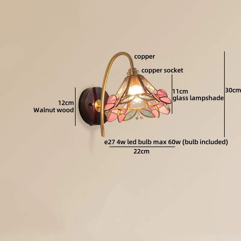 Helnys Flower Cloth LED Wall Lamp for Bedroom Girls - Wall Art Decor Stair Light