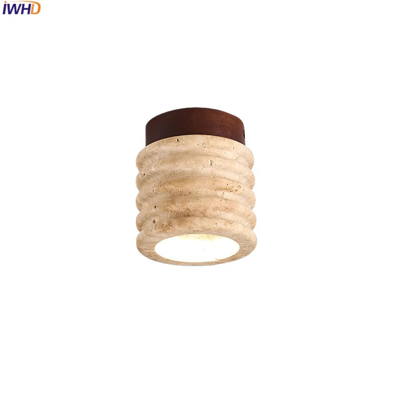 Helnys Wood Canopy LED Ceiling Light - Yellow Stone Home Indoor Decor Fixtures