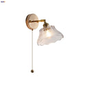Helnys Copper LED Wall Lights Clear Glass Pull Chain Switch - Modern Nordic Style