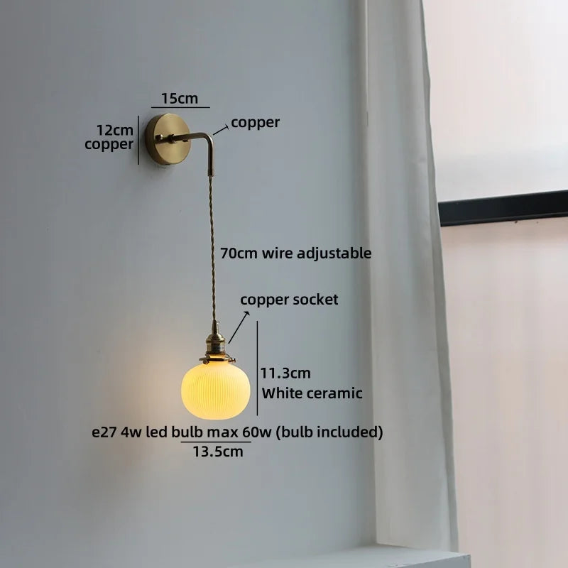 Helnys Ceramic Shade Wall Sconce Art Decor Stair Lighting Fixture Mirror Light