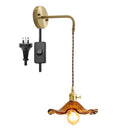 Helnys Amber Glass LED Wall Sconce for Living Room, Bedroom, Bar - Copper Wall Lamp