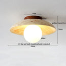 Helnys Rotatable LED Ceiling Lamp White Glass Yellow Travertine Wood Modern Nordic Lighting