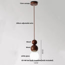 Helnys White Glass LED Pendant Lamp with Wood Base, Nordic Modern Hanging Light