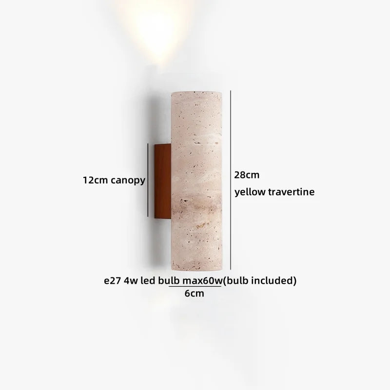 Helnys Square Stone LED Wall Lamp Modern Nordic Yellow Travertine Wabi Sabi