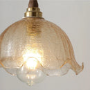 Helnys Amber Glass LED Pendant Lamp with Walnut Wood Accent