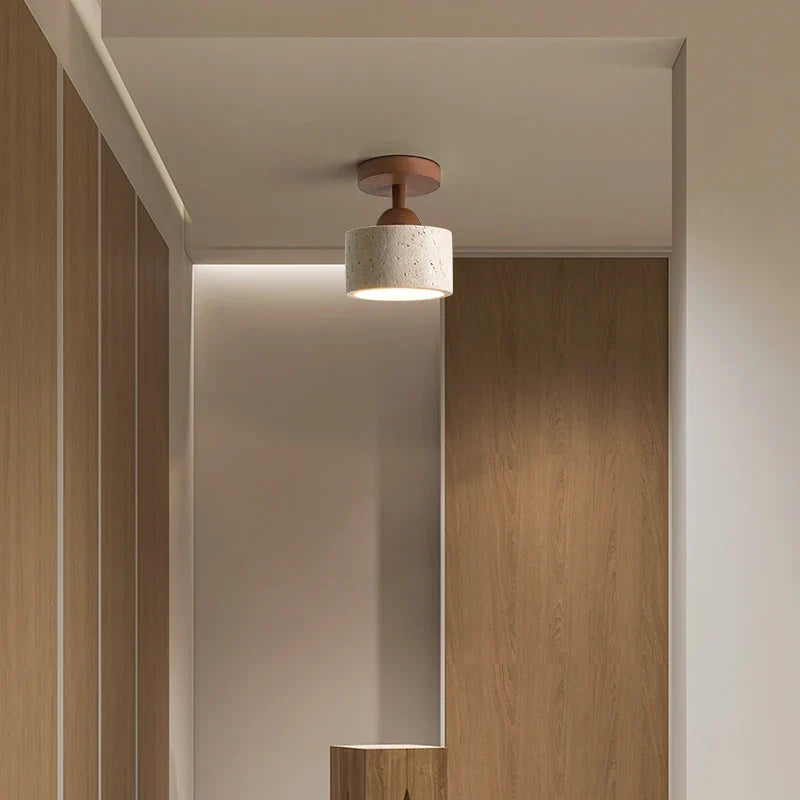 Helnys Yellow Stone Wood LED Ceiling Lamp Modern Nordic Living Room Fixtures