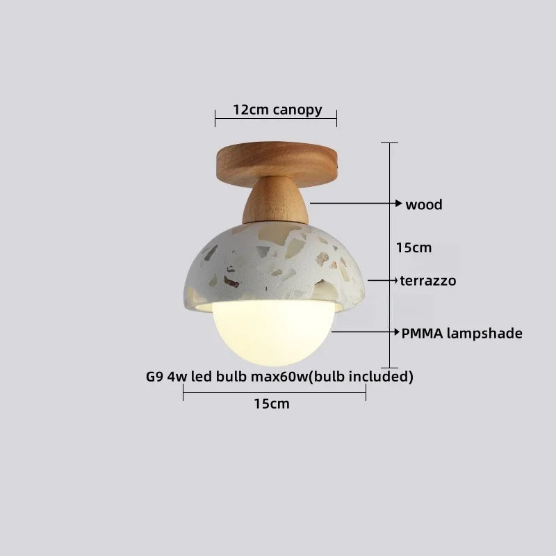 Helnys Yellow Travertine LED Ceiling Light: Nordic Modern Glass Ball Ceiling Lamp