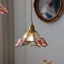 Helnys Tiffany Style Glass Flower LED Pendant Lamp Butterfly Hanglamp