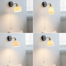 Helnys Copper LED Wall Lights Pull Chain Switch Modern Bedside Lamp