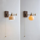 Helnys Wood Canopy Wall Sconce LED Lamp with Pull Chain Switch