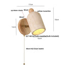 Helnys LED Wood Wall Sconce Pull Chain Modern Stair Light