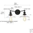 Helnys Industrial LED Wall Light with White Glass, Pull Chain Switch, 2 Heads