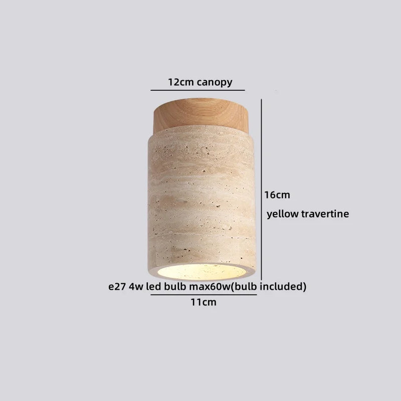 Helnys Yellow Travertine LED Ceiling Light for Home Decor, Indoor Kitchen Lamp