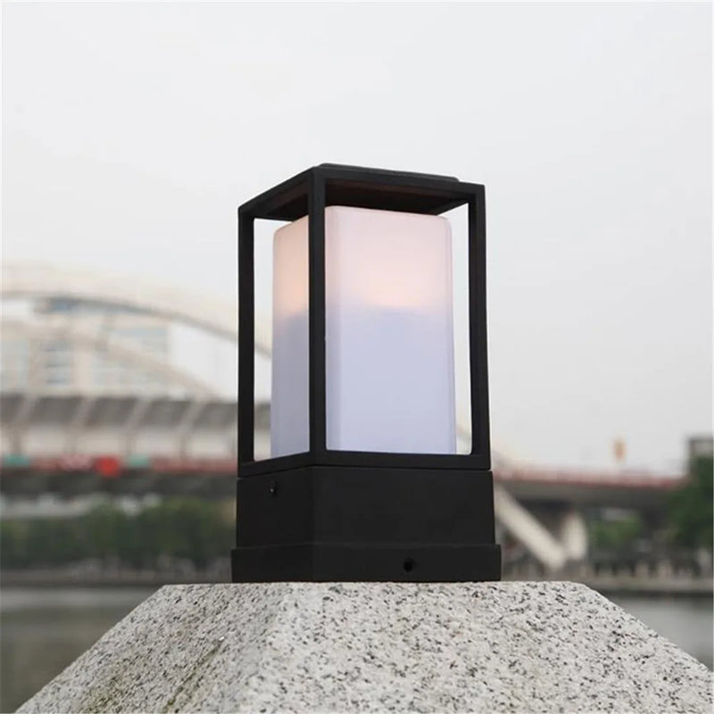 Helnys Outdoor Black Aluminum & White PC Shade Wall Lamp