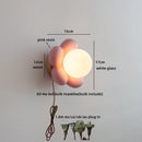 Helnys Flower Shape LED Wall Sconce Lamp for Kids Room White Resin Glass Ball