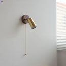 Helnys Nordic Modern Wood Copper Wall Sconce with Pull Chain Switch