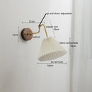 Helnys Fabric Lampshade LED Wall Sconce, Walnut Base, Adjustable Arm
