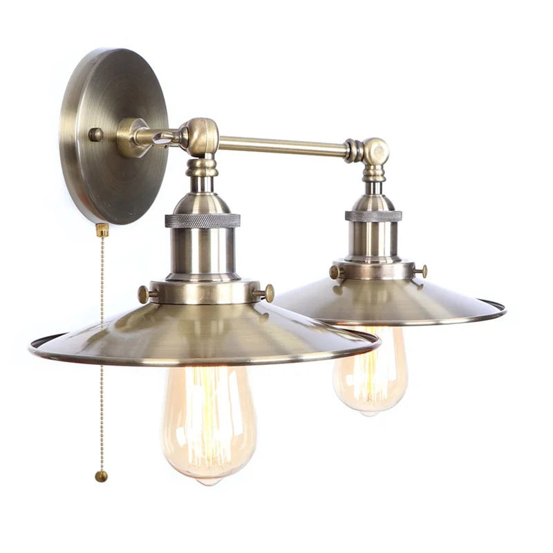 Helnys Vintage LED Wall Lamp with Pull Chain Switch